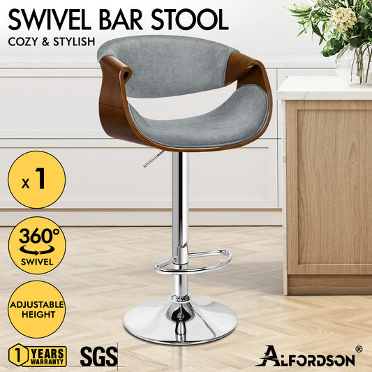 ALFORDSON Breakfast Bar Stools - 360° Swivel, Height Adjustable, Grey