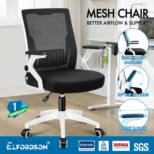 ELFORDSON Mesh Office Chair Gaming Racing Work Black and White