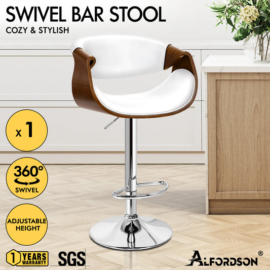 ALFORDSON Breakfast Bar Stools - 360° Swivel, Height Adjustable, White