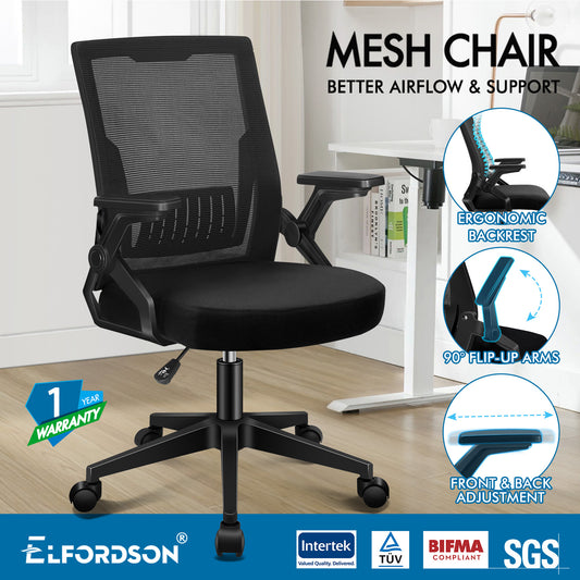 ELFORDSON Mesh Office Chair Gaming Racing Work All Black