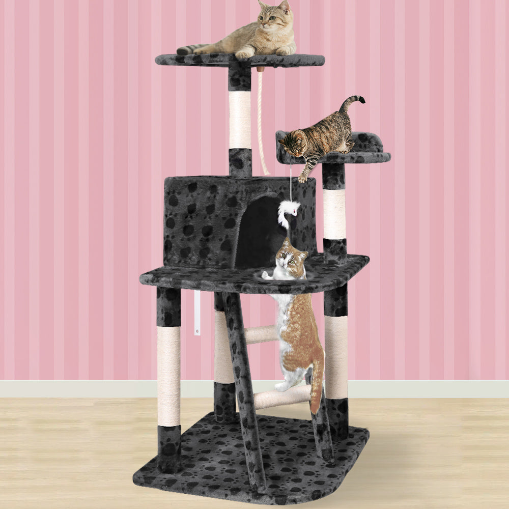 Cat Tree Scratching Post 3-Platform Grey 120cm – Elfordson