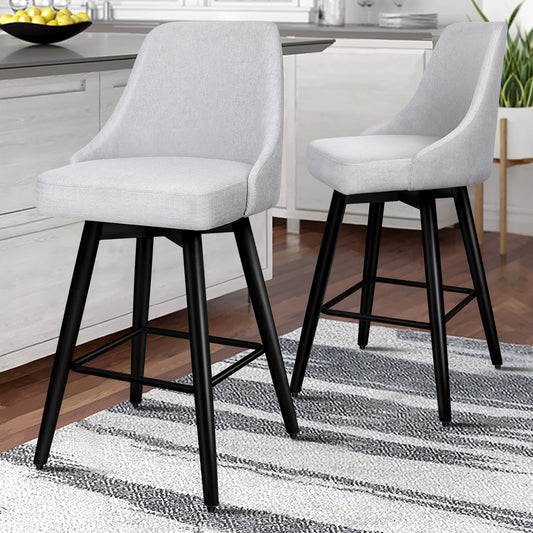 ALFORDSON 2x Swivel Bar Stools Kitchen Dining Chair Cafe Metal GREY