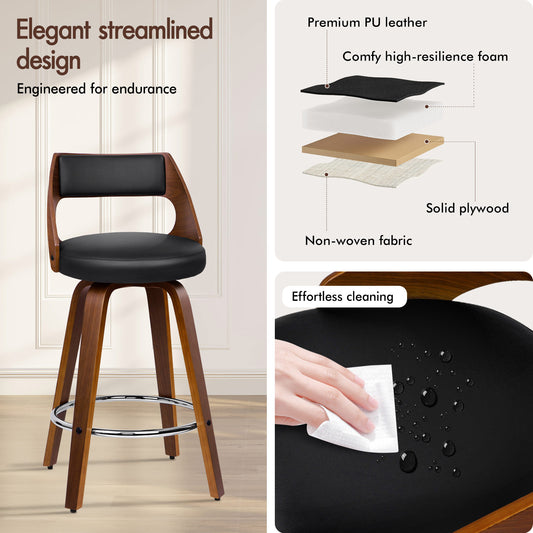 ALFORDSON 4x Swivel Bar Stools Eden Kitchen Wooden Dining Chair Black