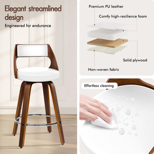ALFORDSON 4x Swivel Bar Stools Eden Kitchen Wooden Dining Chair WHITE