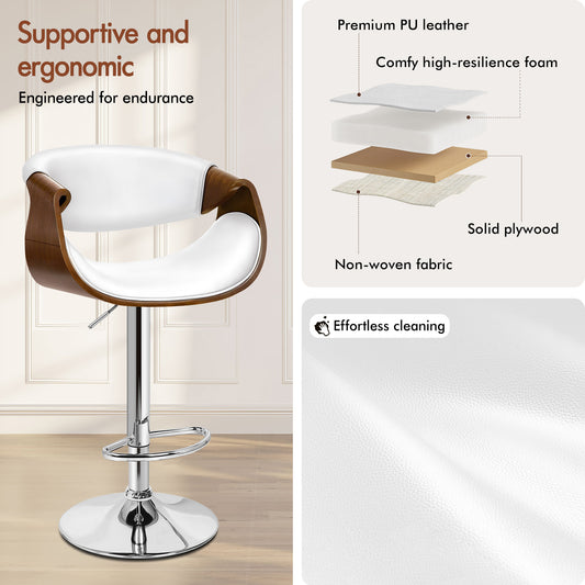 ALFORDSON 2 x Breakfast Bar Stools - 360° Swivel, Height Adjustable, White