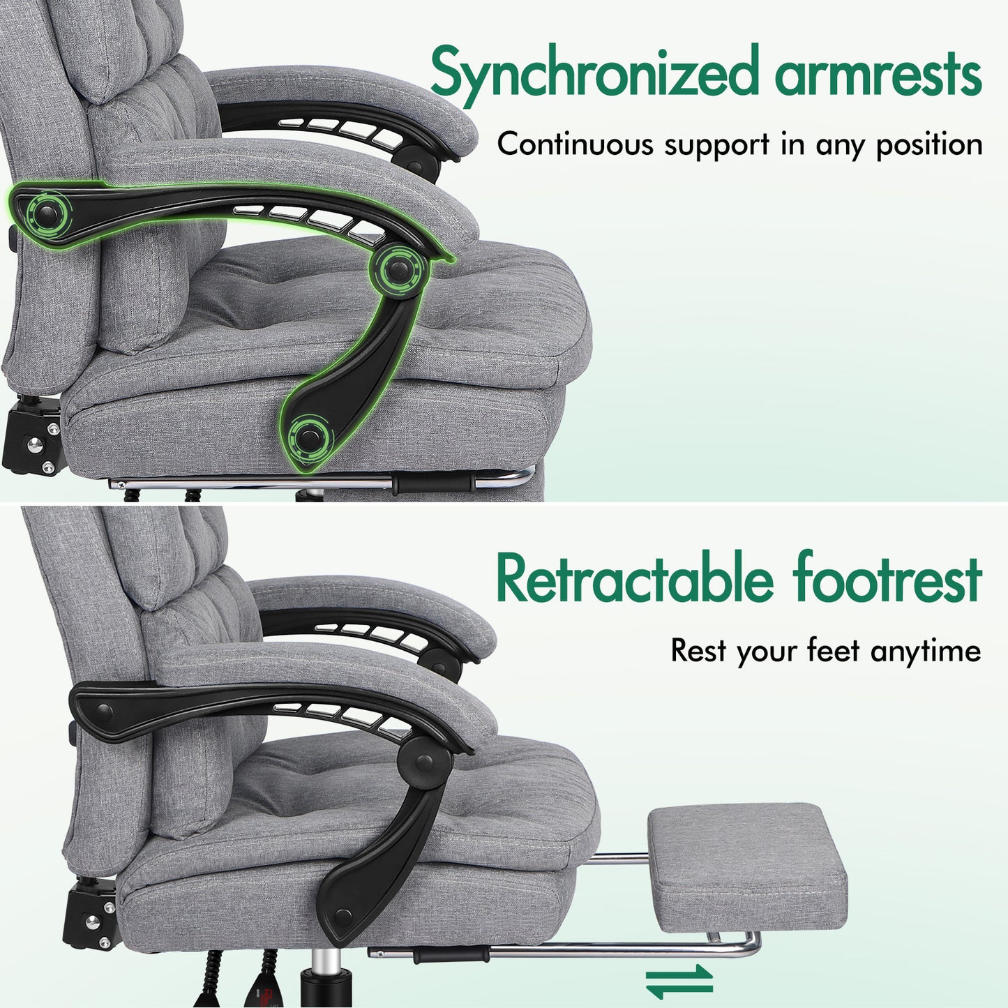 ELFORDSON Office Chair Executive Computer Fabric Work Seat Recliner Gaming