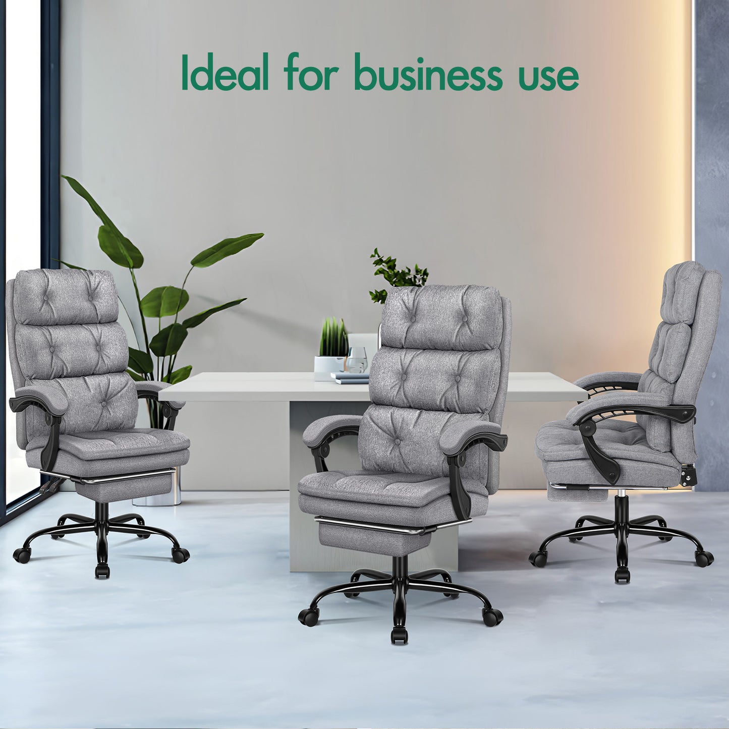 ELFORDSON Office Chair Executive Computer Fabric Work Seat Recliner Gaming