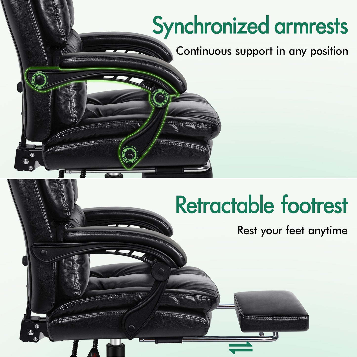 ELFORDSON Office Chair Executive Computer PU Leather Seat Work Recliner Gaming