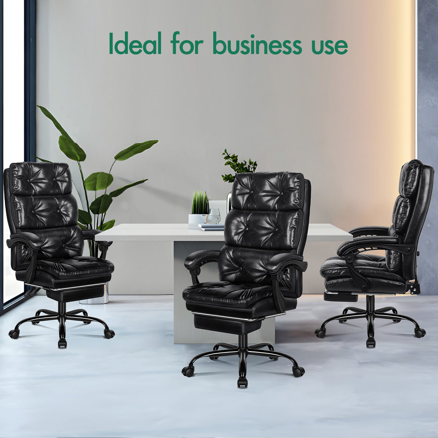 ELFORDSON Office Chair Executive Computer PU Leather Seat Work Recliner Gaming