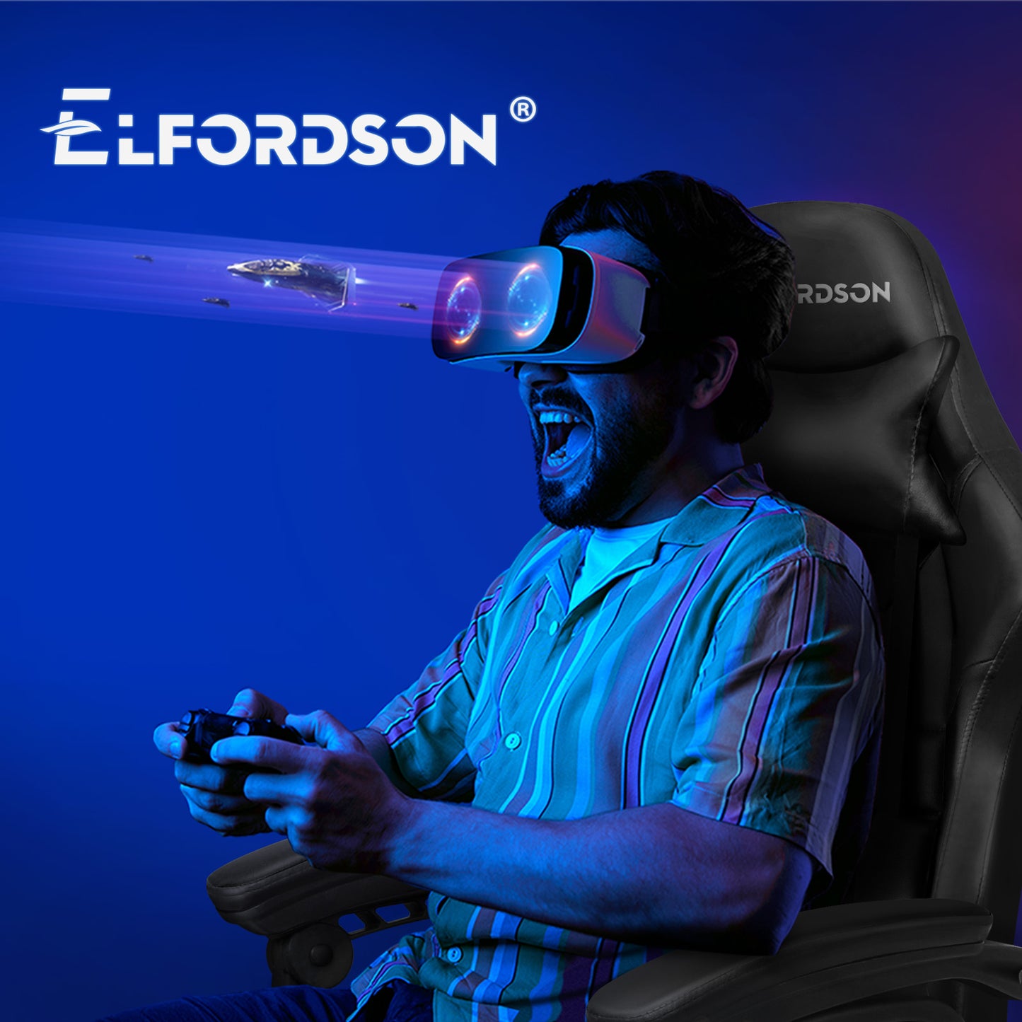 ELFORDSON Gaming Office Chair Extra Large Pillow Racing Executive Footrest Seat
