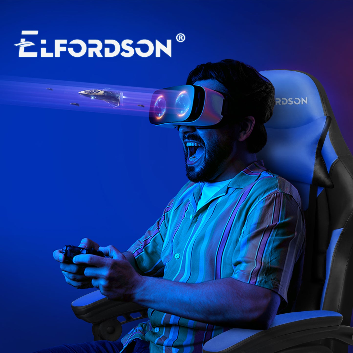 ELFORDSON Gaming Office Chair Extra Large Pillow Racing Executive Footrest Seat