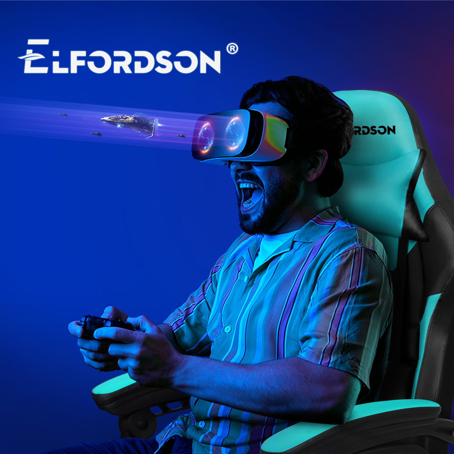 ELFORDSON Gaming Office Chair Extra Large Pillow Racing Executive Footrest Seat