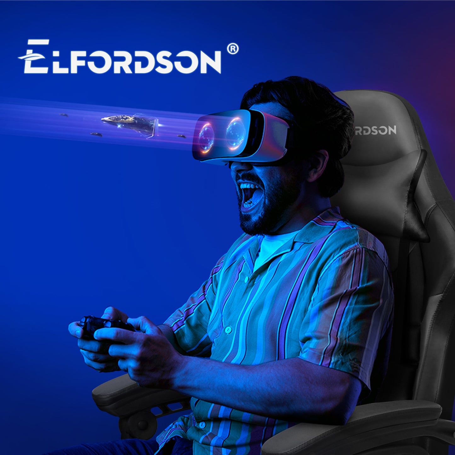 ELFORDSON Gaming Office Chair Extra Large Pillow Racing Executive Footrest Seat