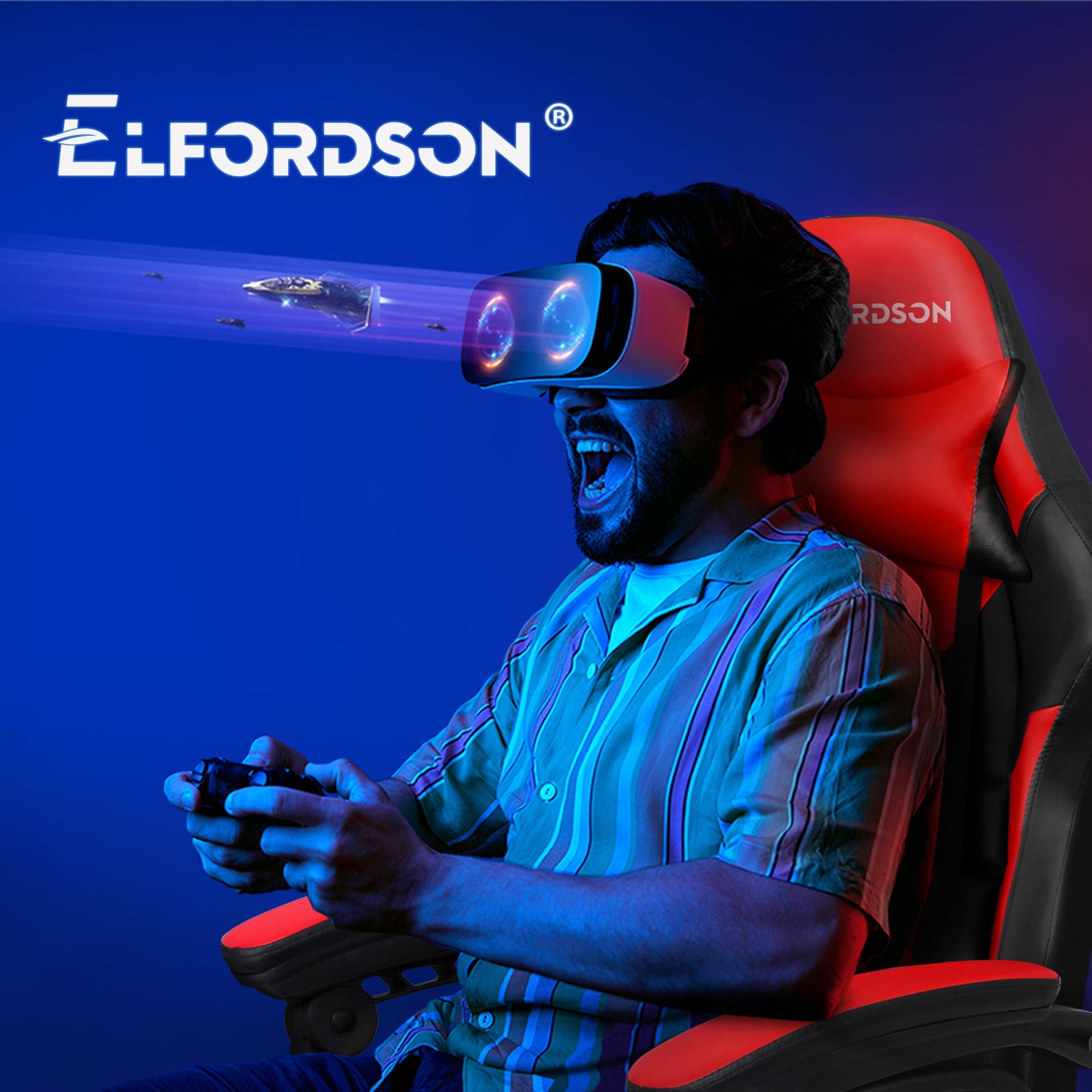 ELFORDSON Gaming Office Chair Extra Large Pillow Racing Executive Footrest Seat