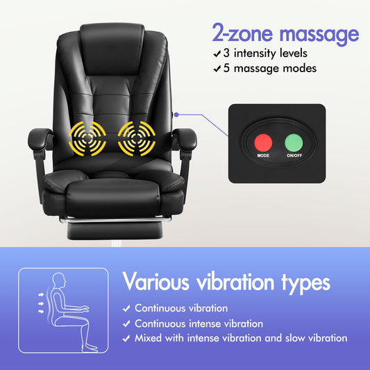ELFORDSON Massage Office Chair Gaming Executive Seat PU Leather Black