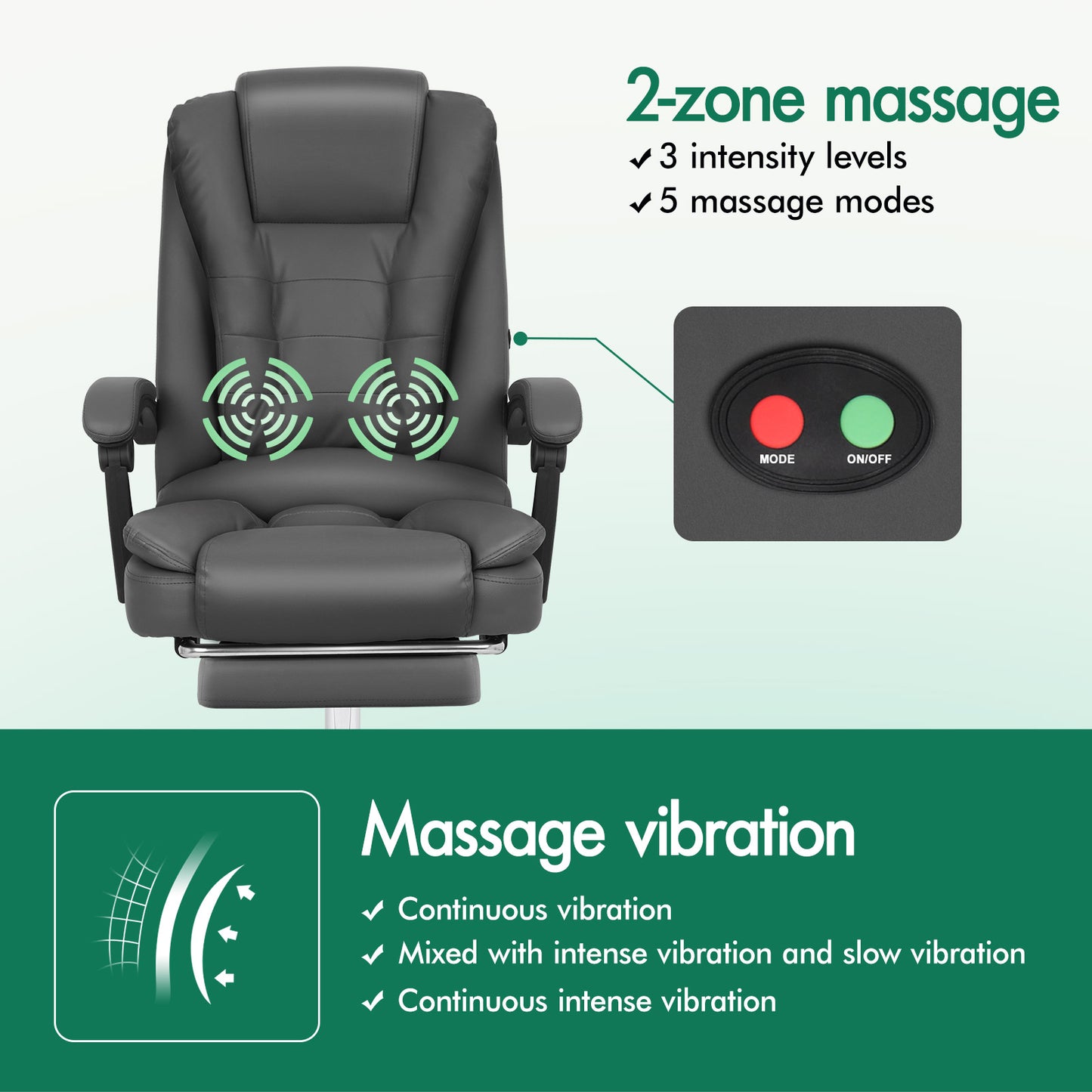 ELFORDSON Massage Office Chair Gaming Executive Seat PU Leather Grey