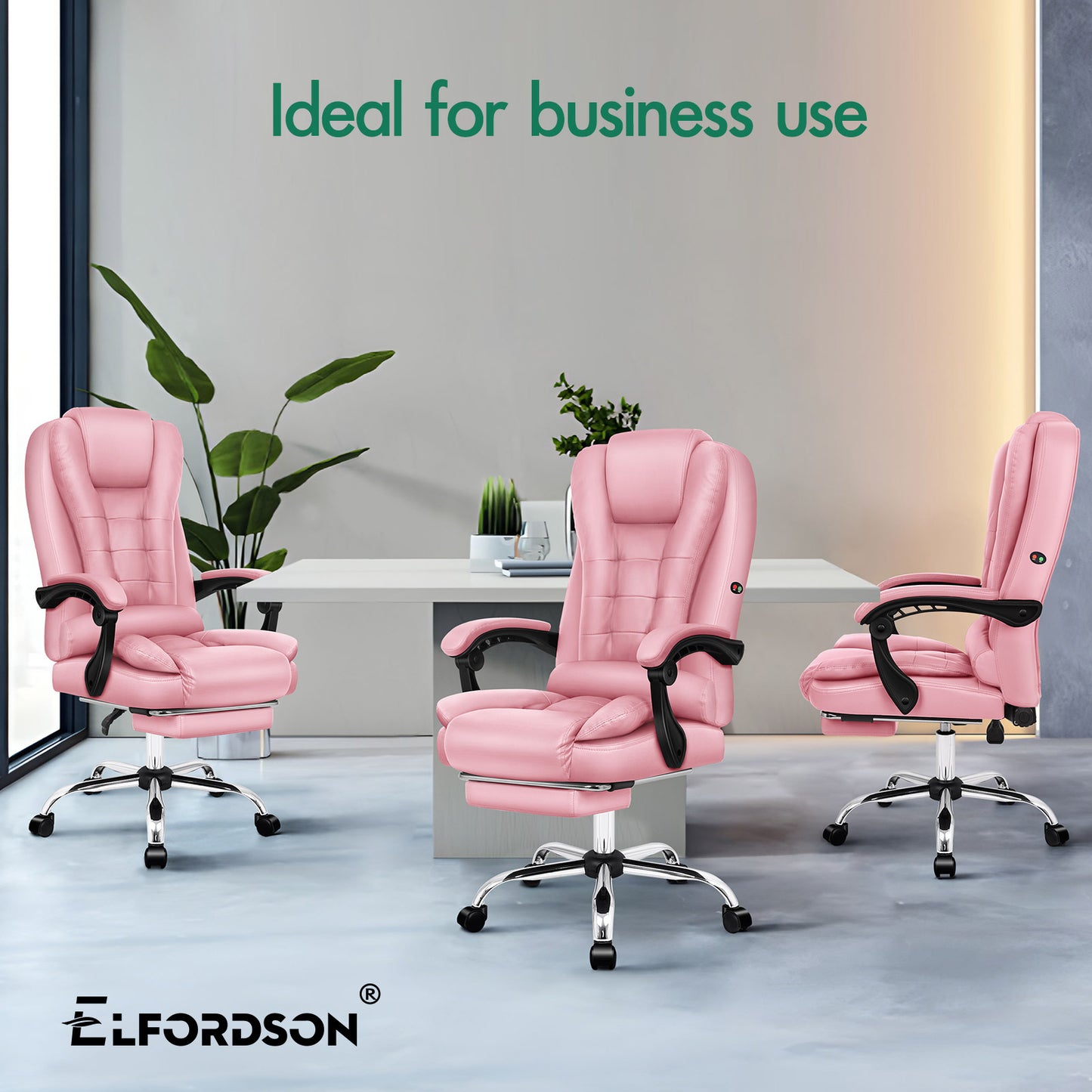 ELFORDSON Massage Office Chair Gaming Executive Seat PU Leather Pink