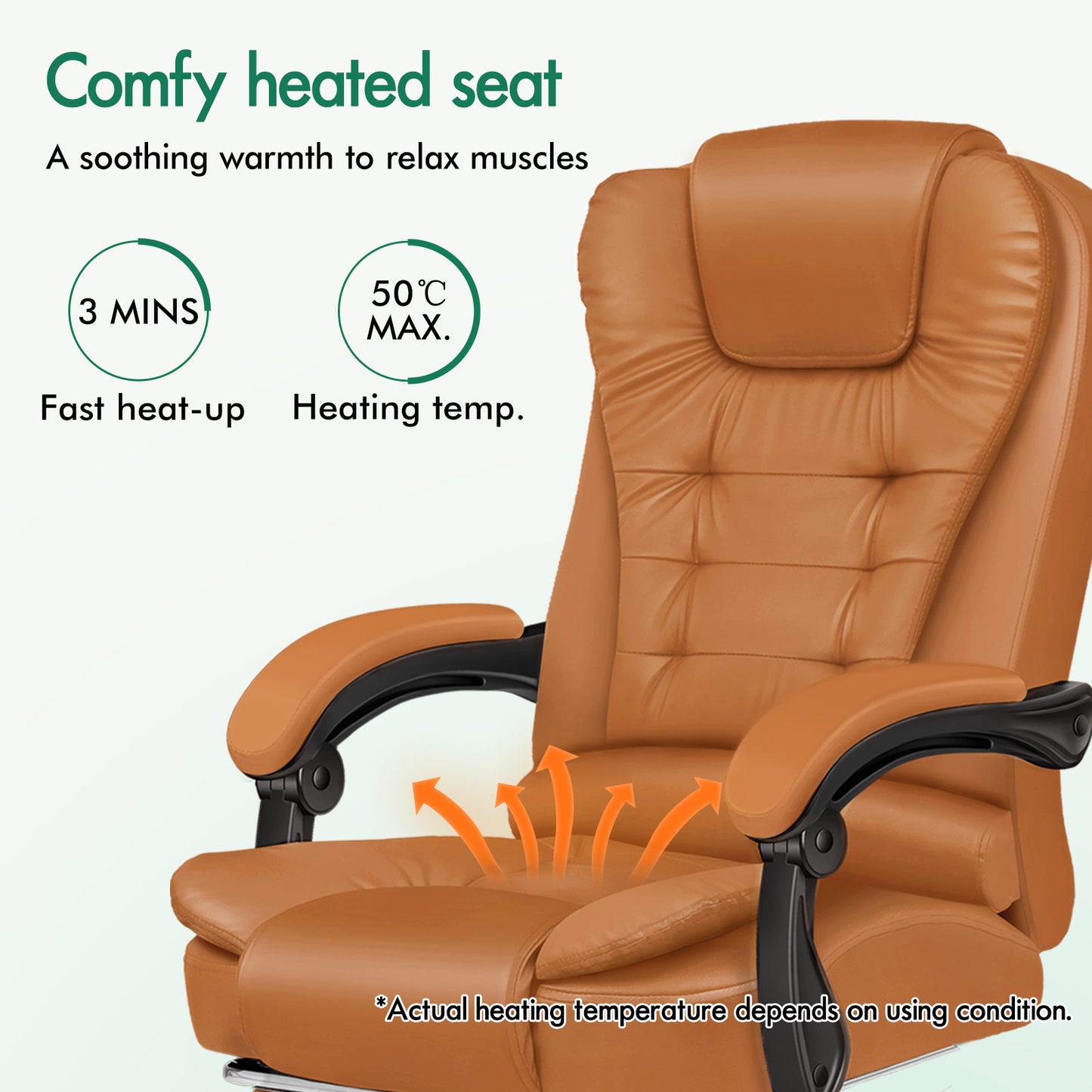 ELFORDSON Office Chair with 8-Point Massage and Heat Function, Brown