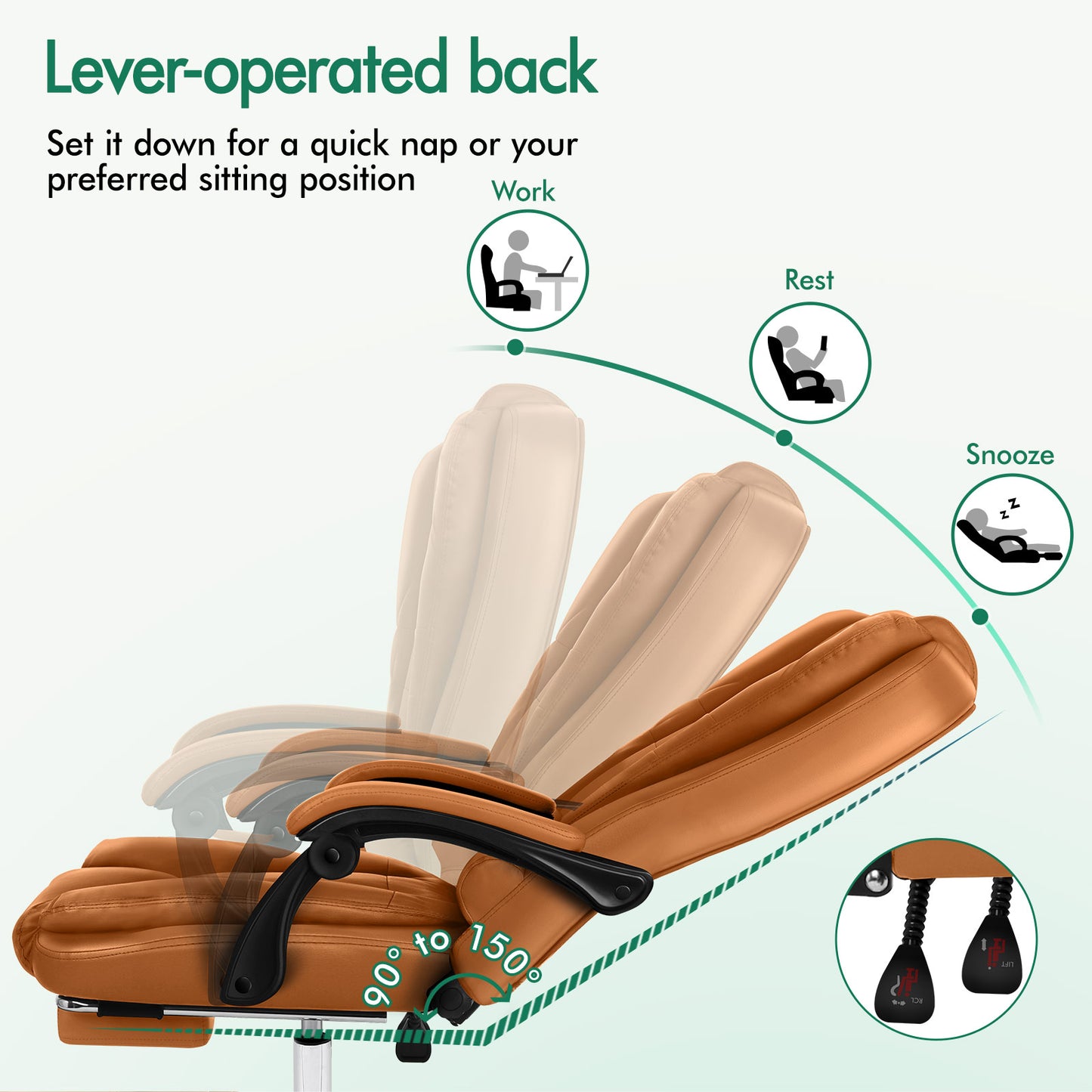 ELFORDSON Office Chair with 8-Point Massage and Heat Function, Brown