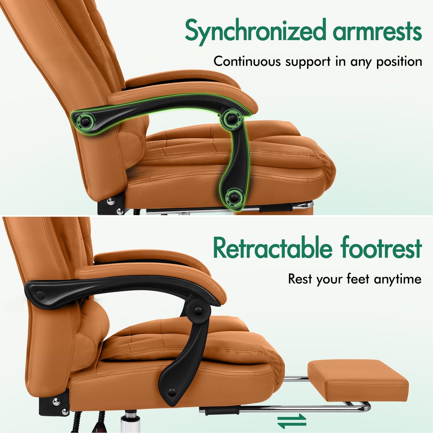 ELFORDSON Office Chair with 8-Point Massage and Heat Function, Brown