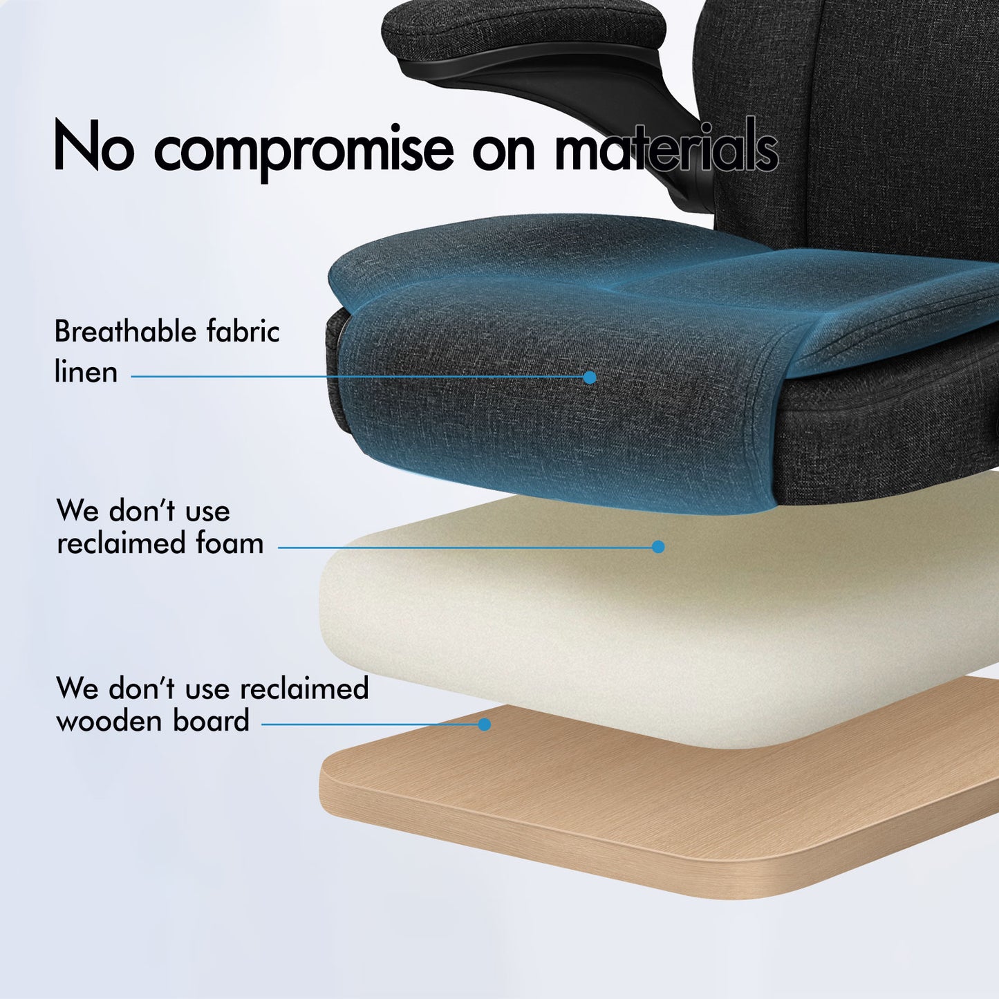 ELFORDSON Massage Office Chair Executive Computer Gaming Seat Linen Fabric Black