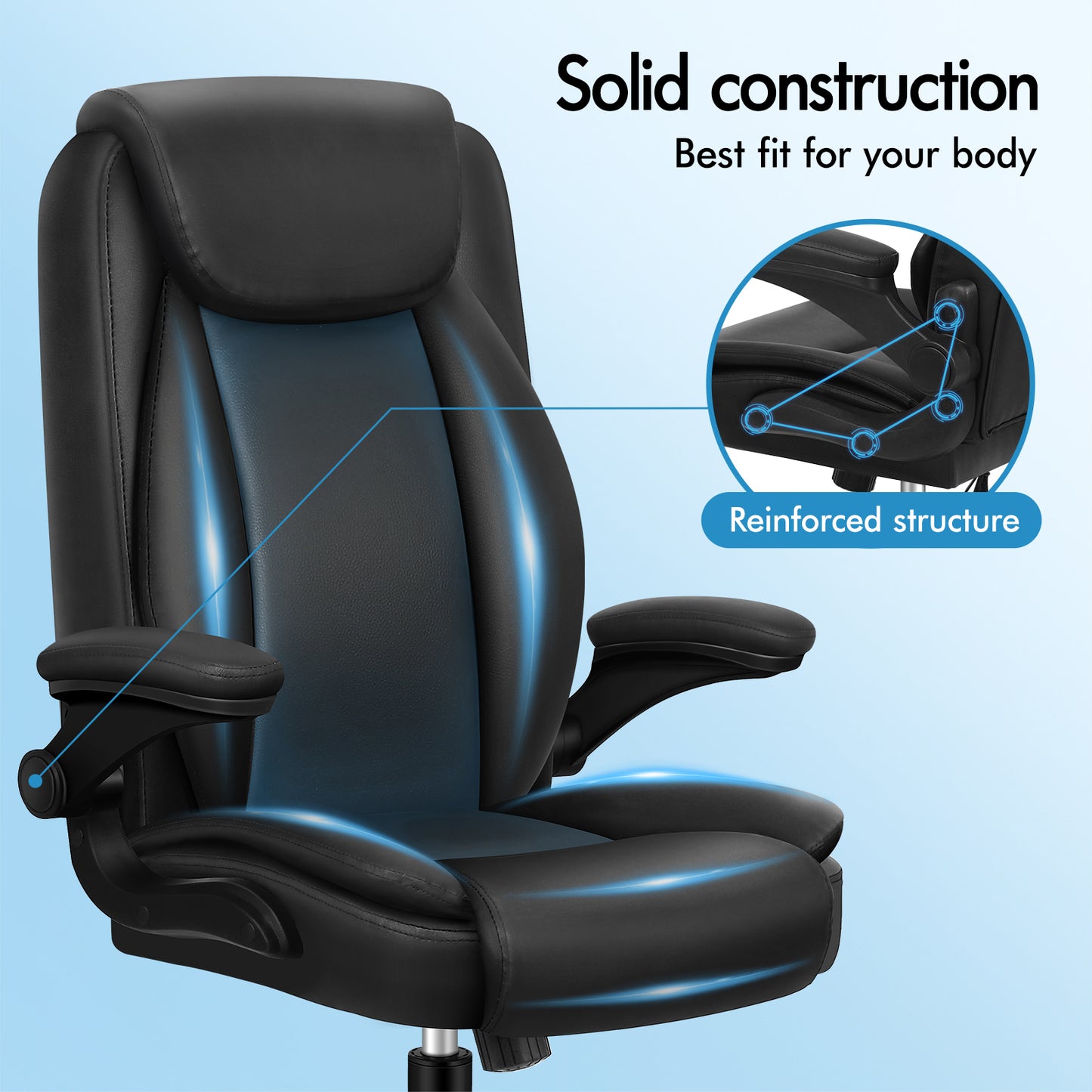 ELFORDSON Massage Office Chair Ergonomic Executive Computer Gaming PU Leather