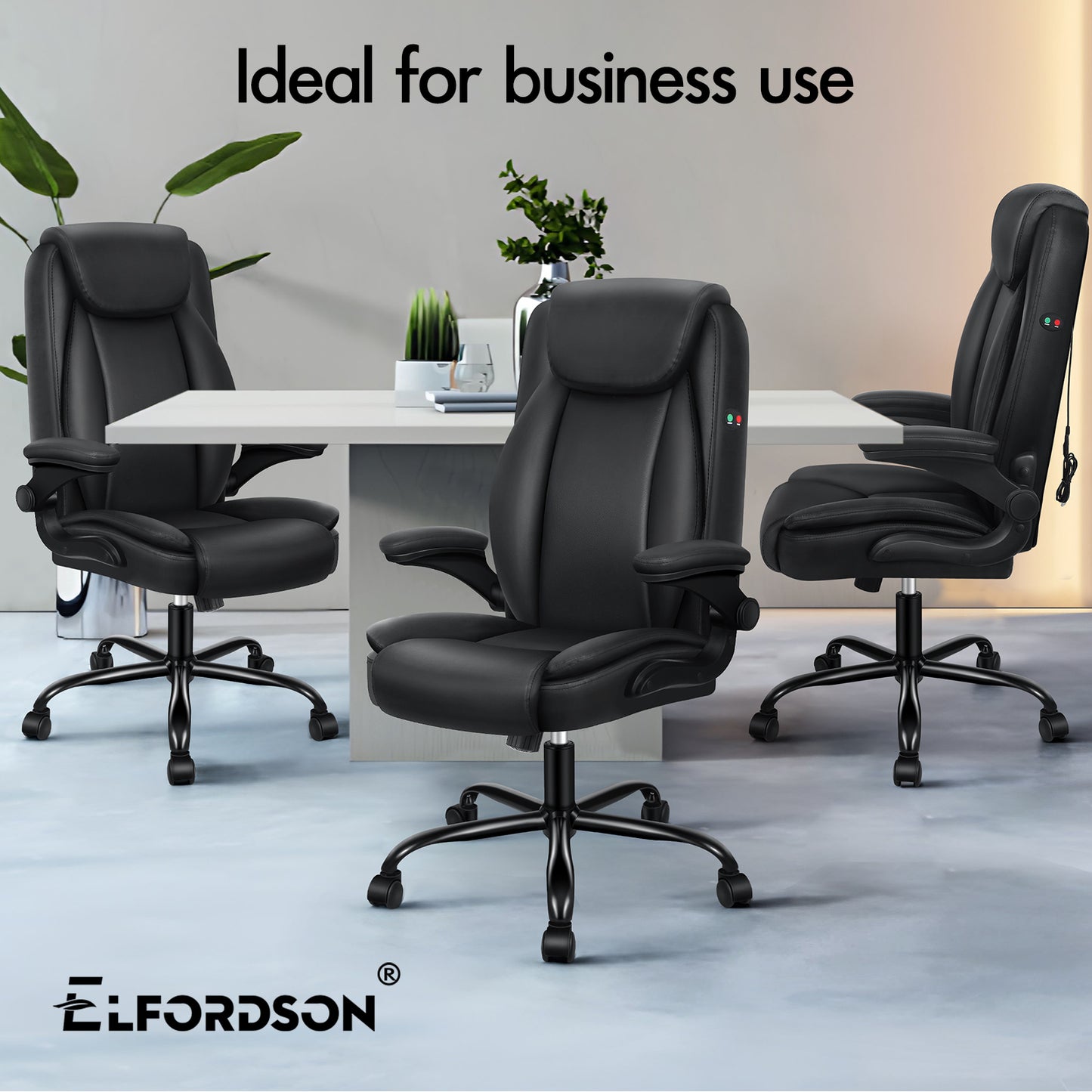 ELFORDSON Massage Office Chair Ergonomic Executive Computer Gaming PU Leather
