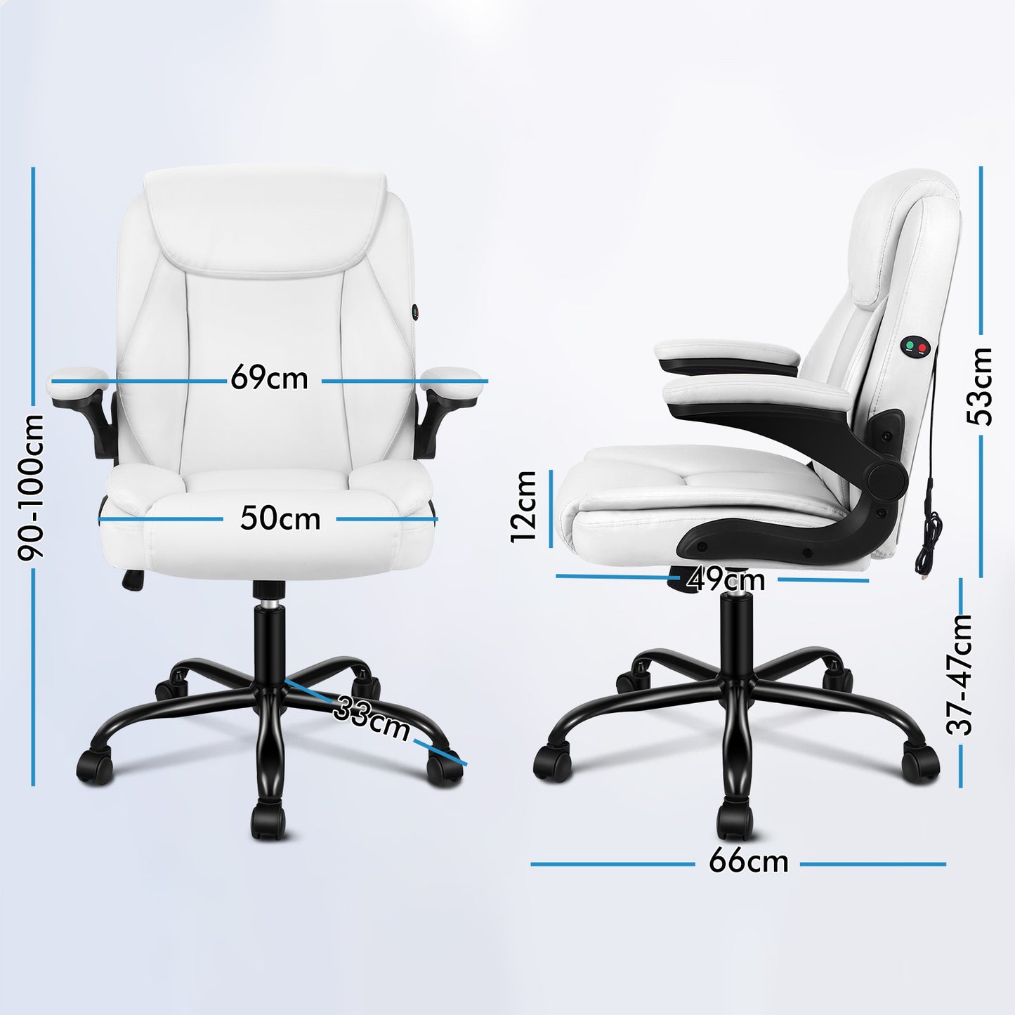 ELFORDSON Massage Office Chair Executive Computer Gaming Seat PU Leather White