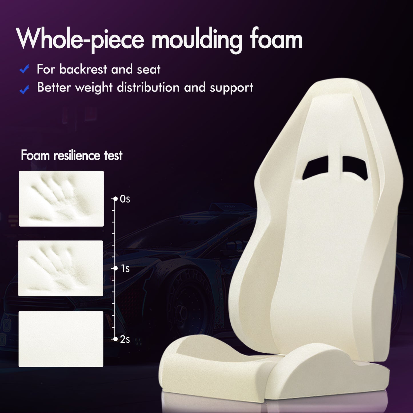 ELFORDSON Gaming Chair Office Massage 12 RGB LED Computer Seat PU Leather White