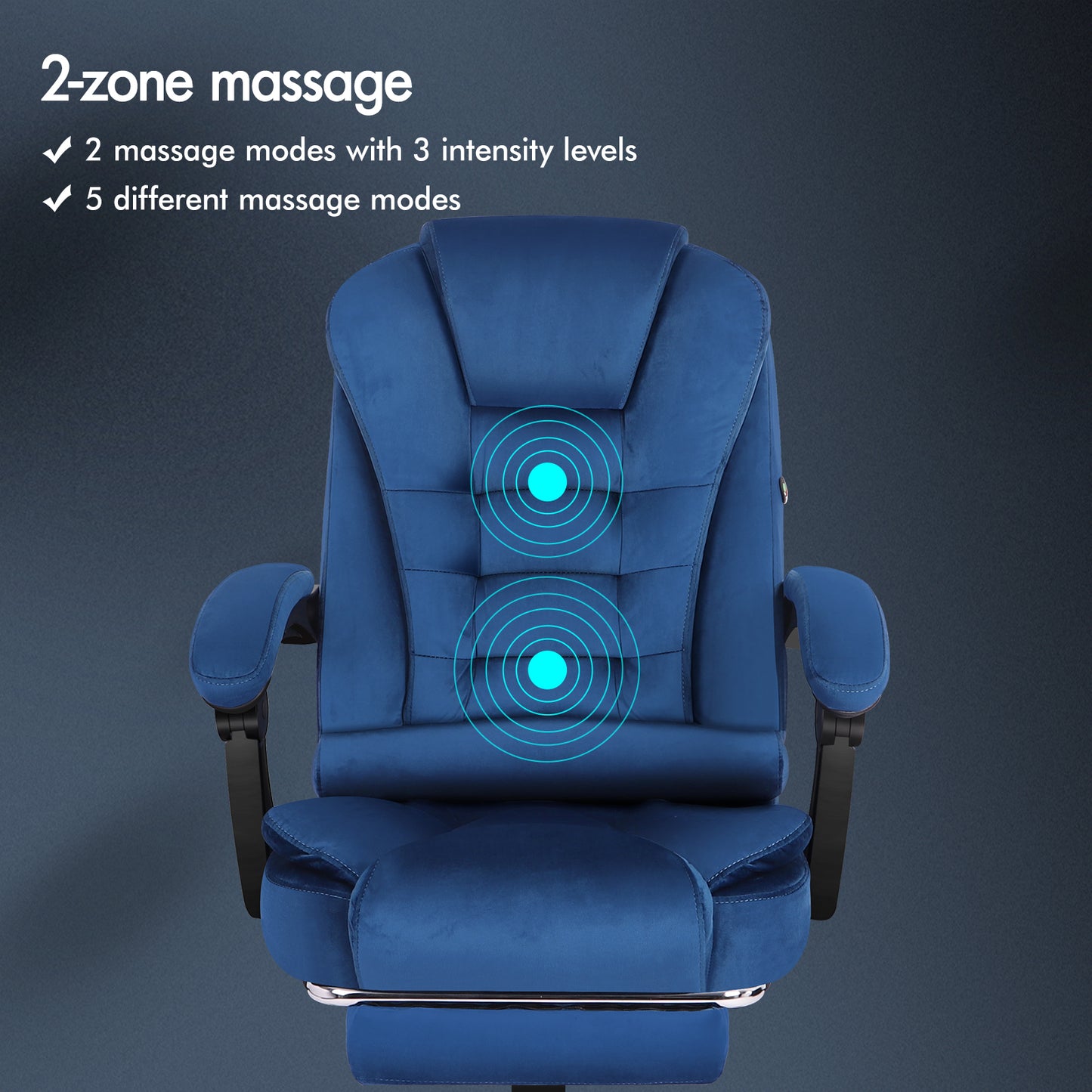 ELFORDSON Massage Office Chair with Footrest Executive Gaming Seat, Velvet Blue