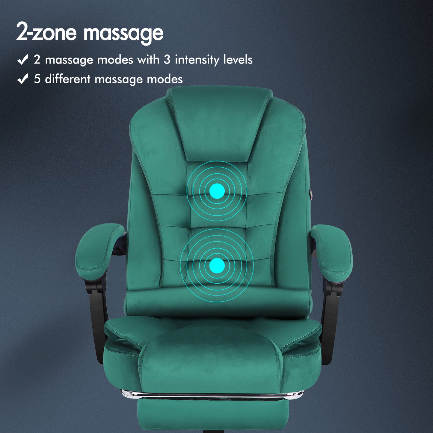 ELFORDSON Massage Office Chair with Footrest Executive Gaming Seat, Velvet Green