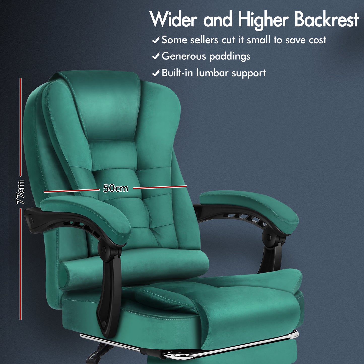 ELFORDSON Massage Office Chair with Footrest Executive Gaming Seat, Velvet Green