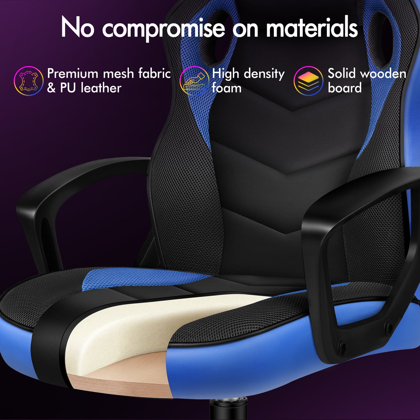 ELFORDSON Gaming Chair Racing Office Ergonomic Padded Swivel Executive Computer