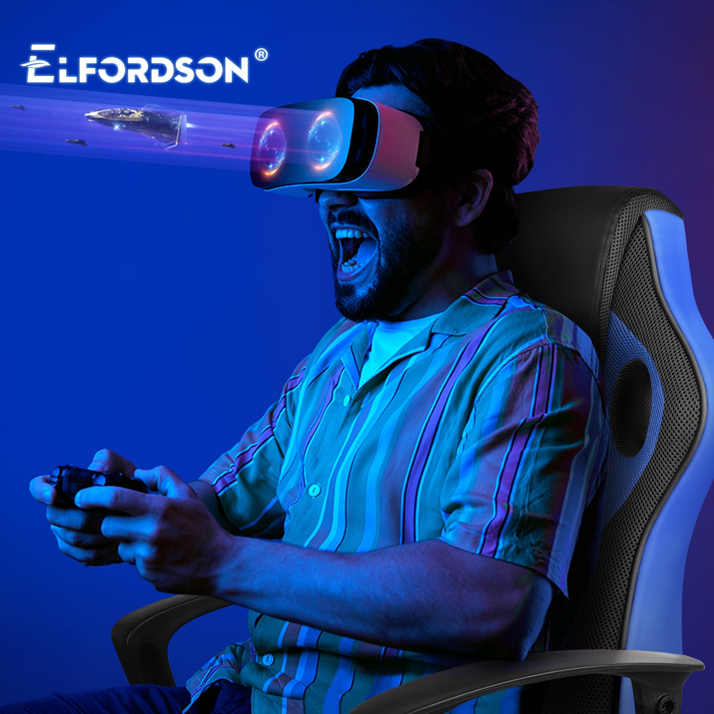 ELFORDSON Gaming Chair Racing Office Ergonomic Padded Swivel Executive Computer