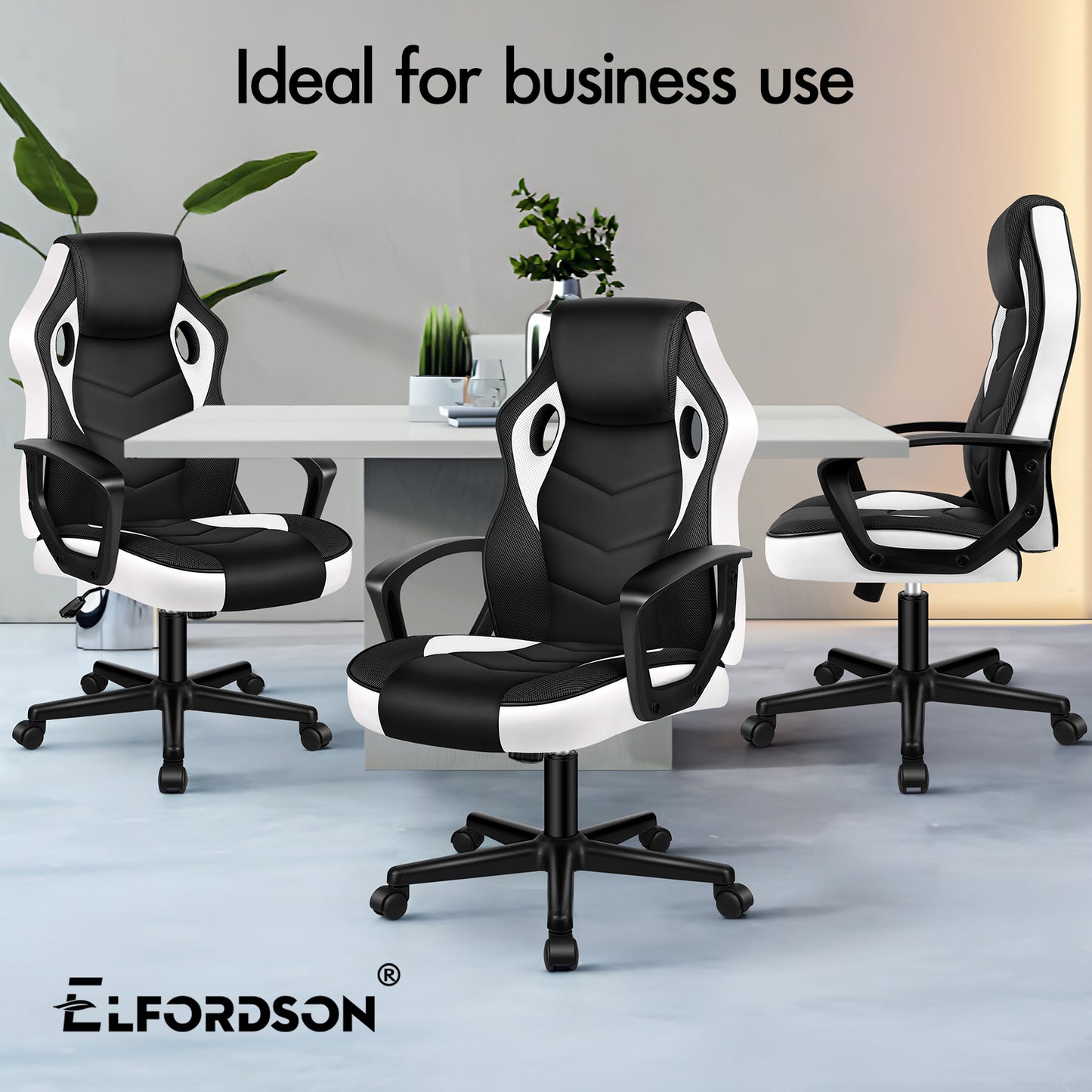 ELFORDSON Gaming Chair Racing Office Ergonomic Padded Swivel Executive Computer