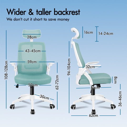 ELFORDSON Mesh Office Chair Executive Fabric Seat Tilt Computer Cyan