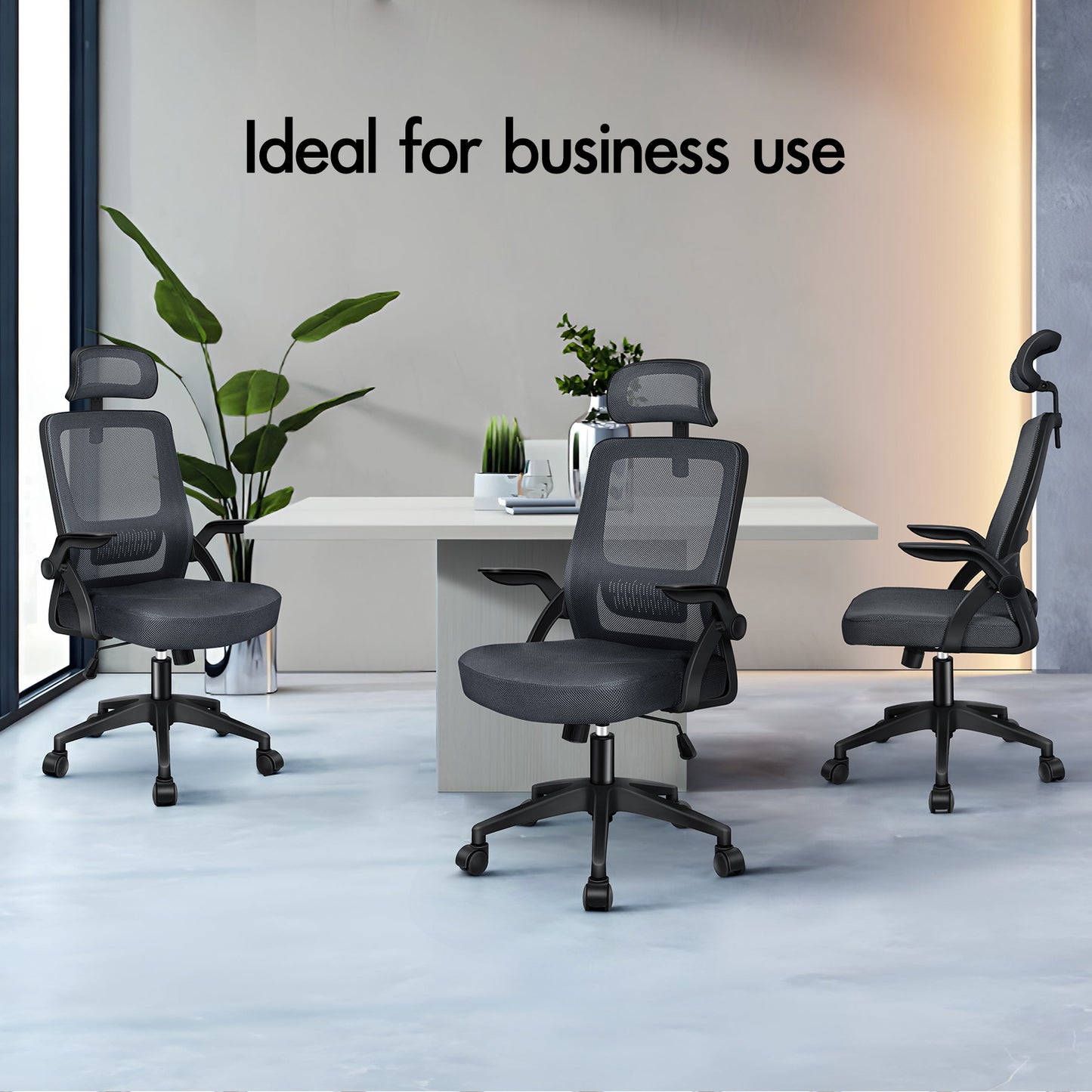 ELFORDSON Mesh Office Chair Executive Seat Tilt Racing Computer Dark Grey