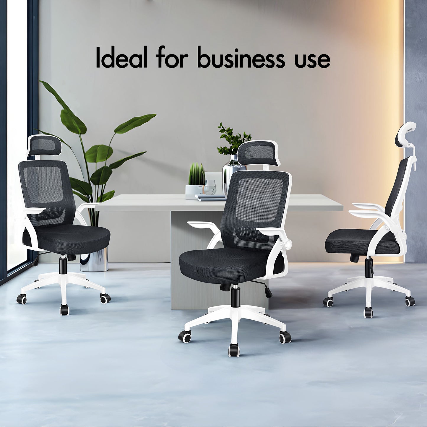 ELFORDSON Mesh Office Chair Executive Tilt Seat Racing Computer White and Black