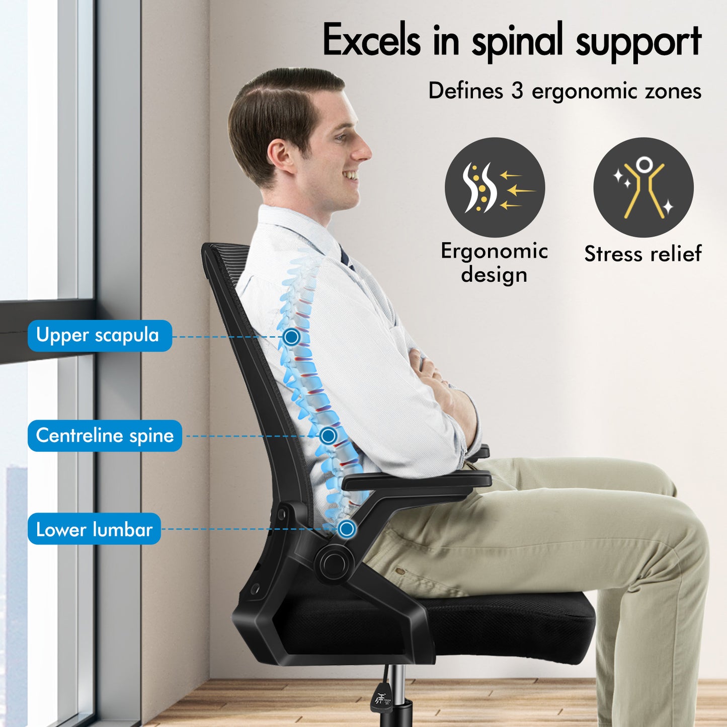 ELFORDSON Mesh Office Chair Gaming Racing Work All Black