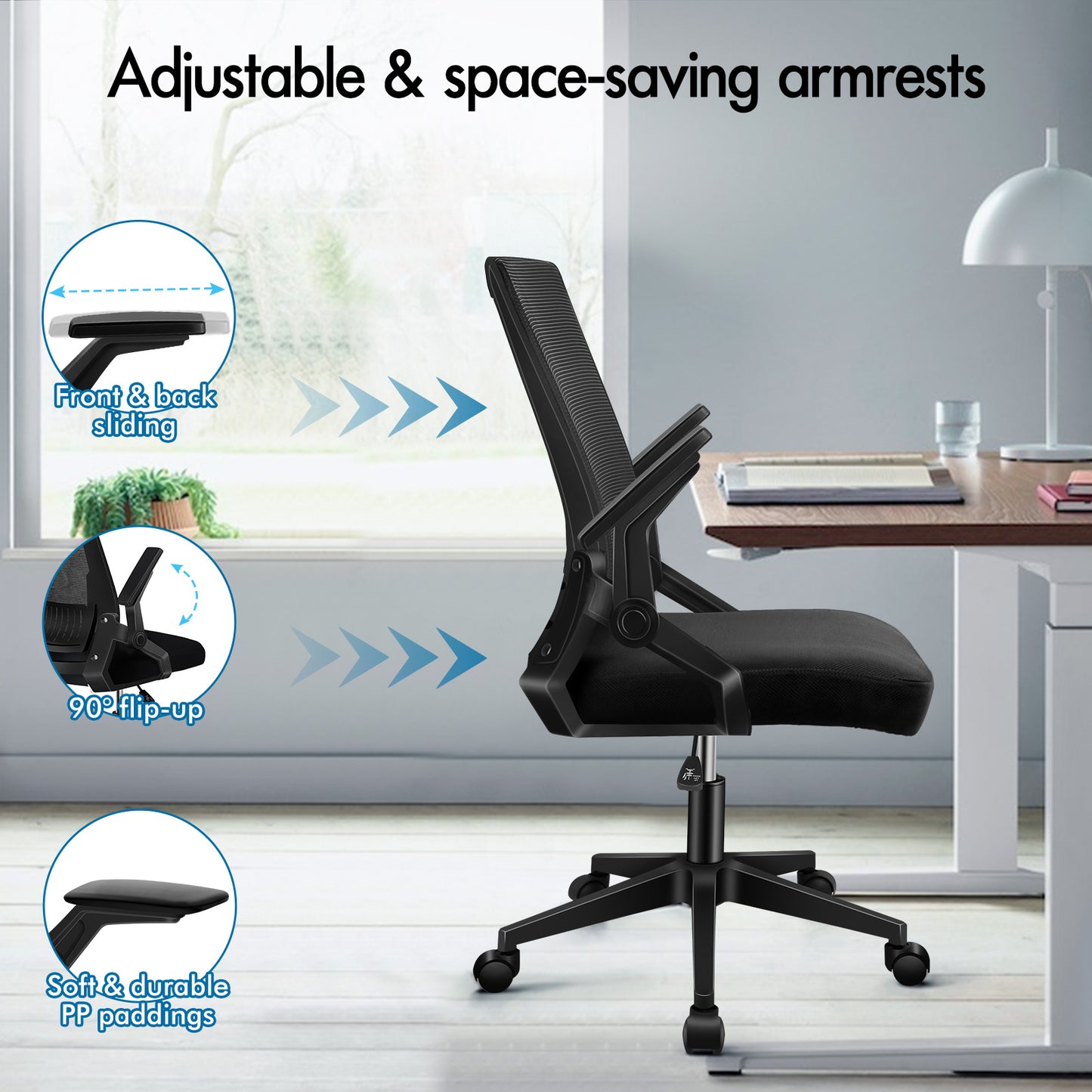 ELFORDSON Mesh Office Chair Gaming Racing Work All Black