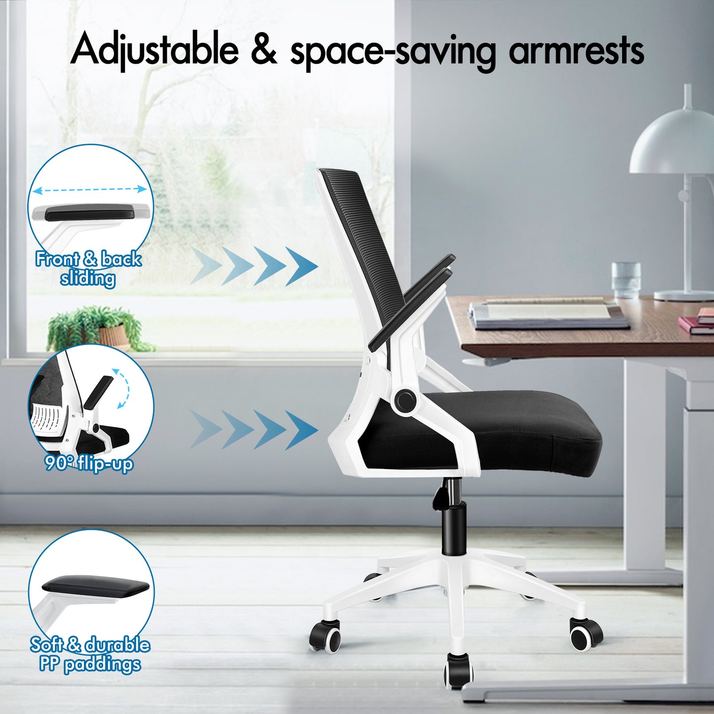 ELFORDSON Mesh Office Chair Gaming Racing Work Black and White