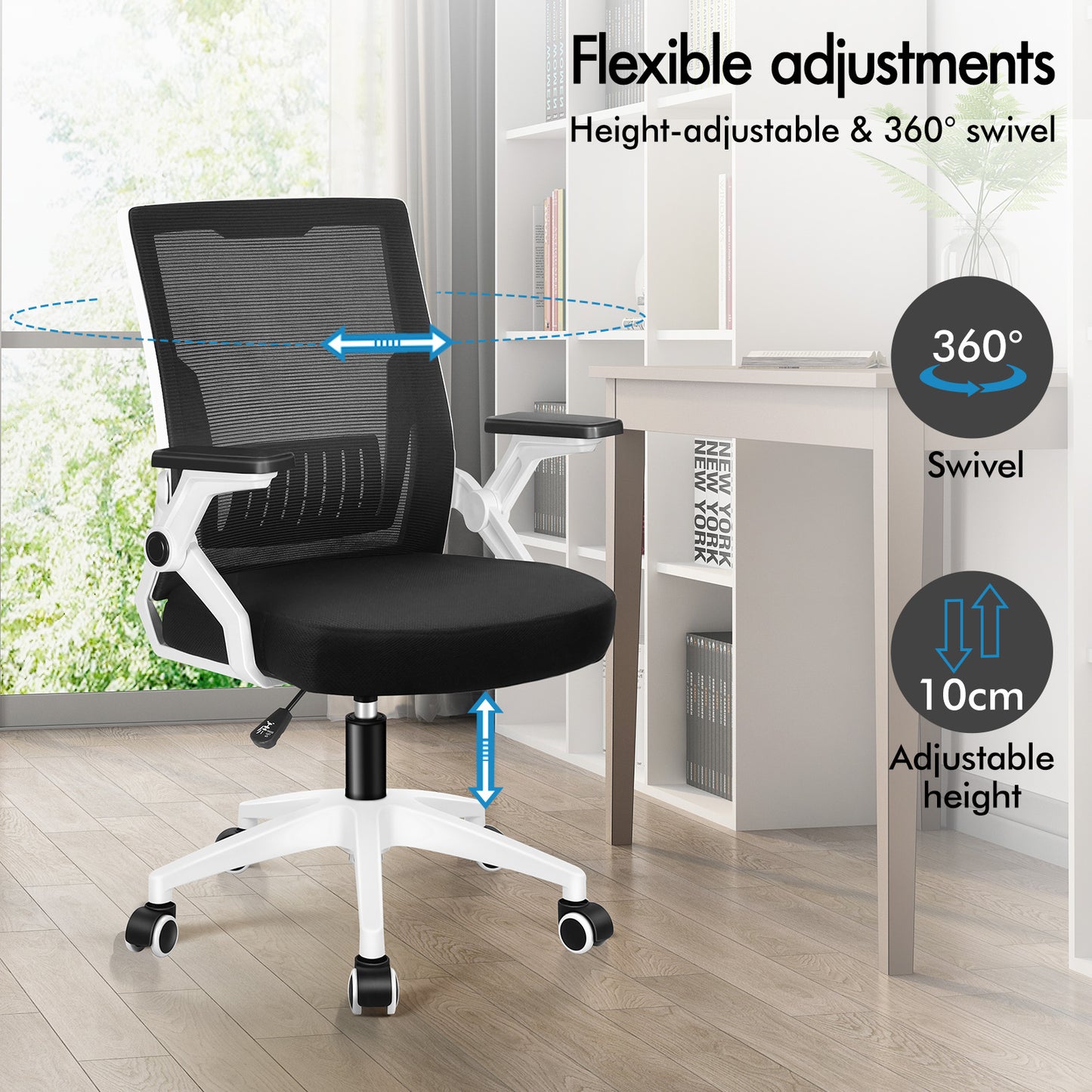 ELFORDSON Mesh Office Chair Gaming Racing Work Black and White