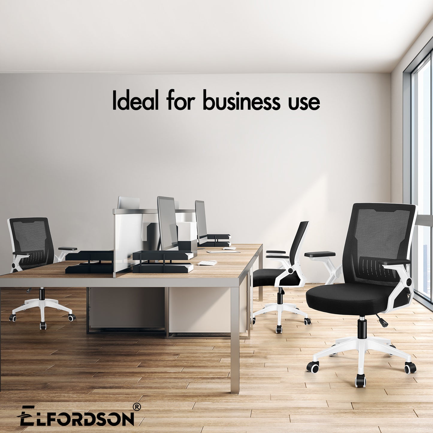 ELFORDSON Mesh Office Chair Gaming Racing Work Black and White