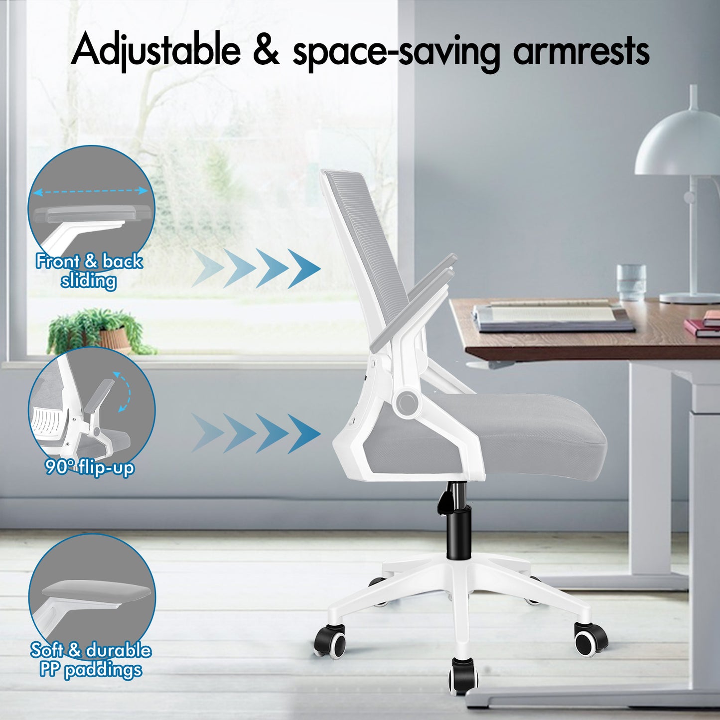ELFORDSON Mesh Office Chair Gaming Racing Work Grey and White