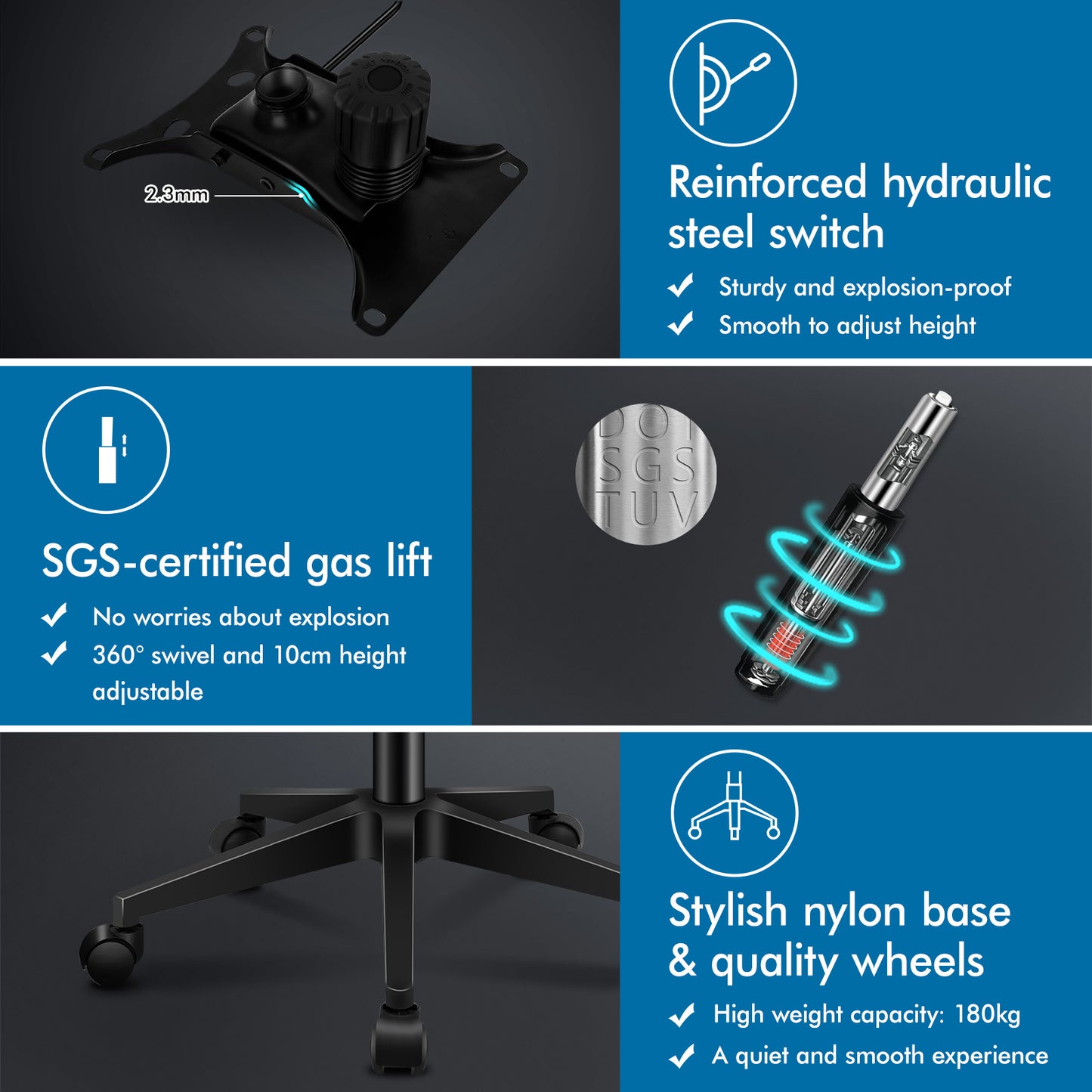 ELFORDSON Mesh Office Chair Executive Computer Fabric Tilt All Black