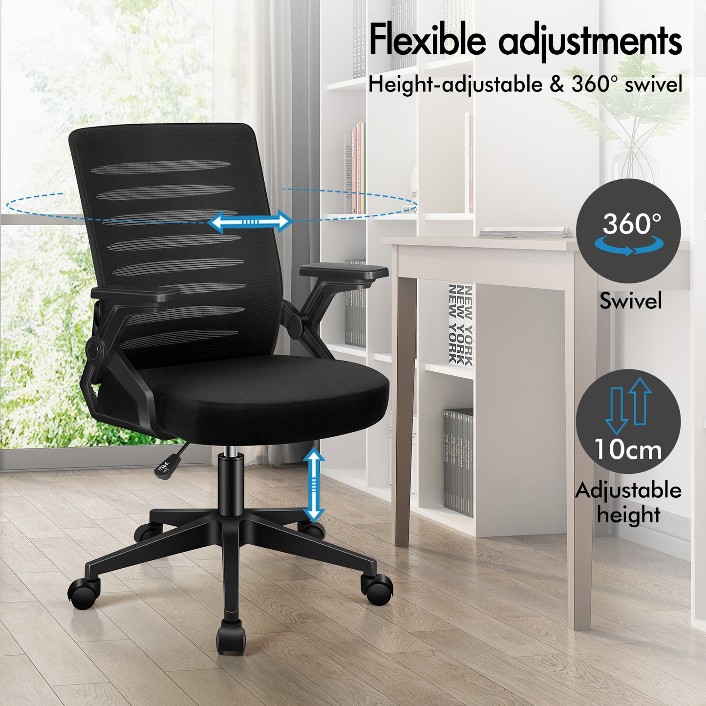 ELFORDSON Mesh Office Chair Executive Computer Seat Work All Black