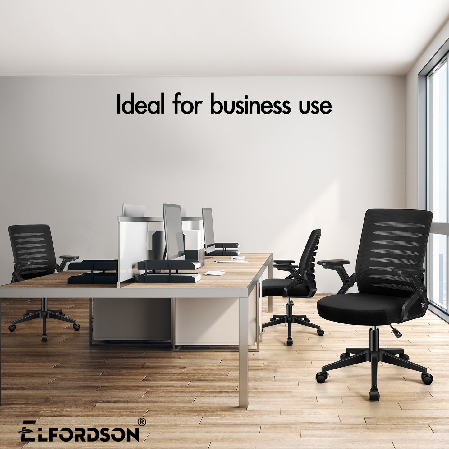 ELFORDSON Mesh Office Chair Executive Computer Seat Work All Black