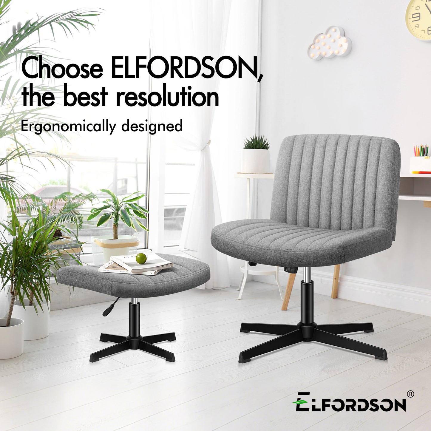 ELFORDSON Office Chair Computer Executive Seat Work Ottoman Fabric Grey