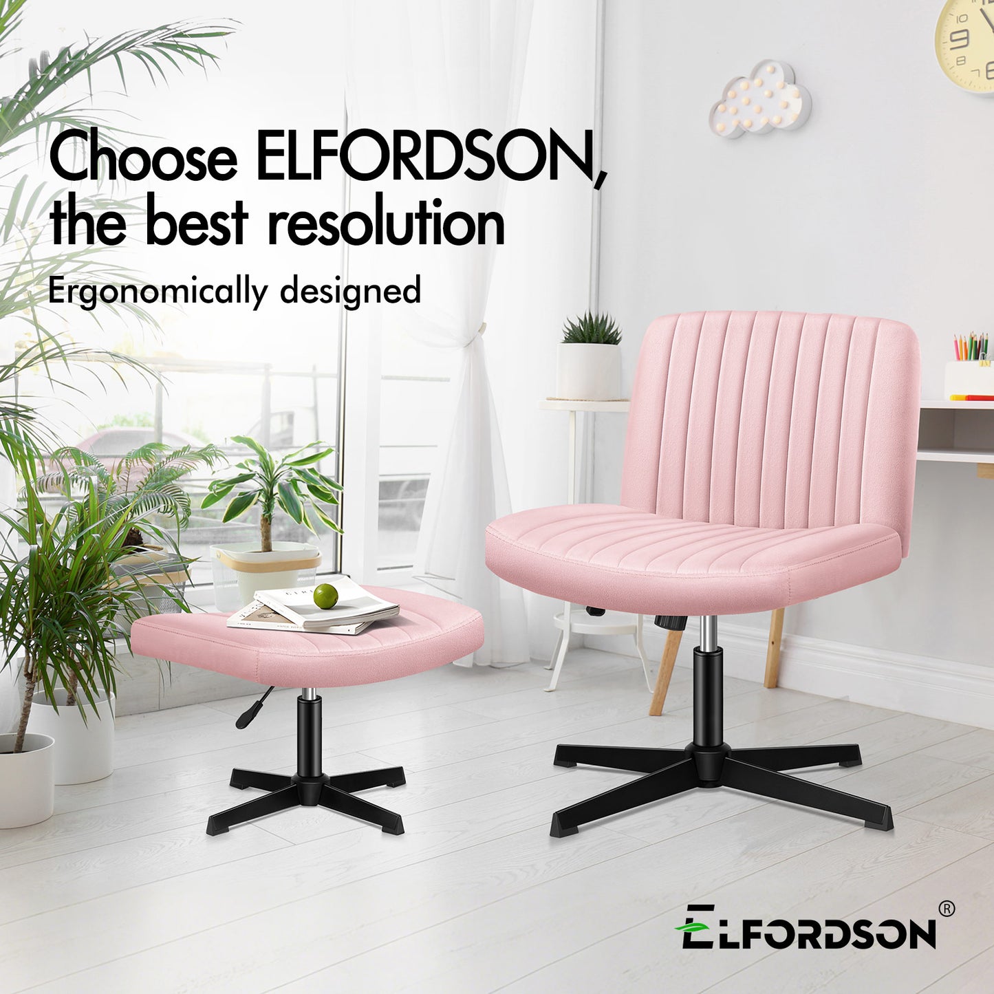 ELFORDSON Office Chair Computer Executive Seat Work Ottoman Velvet Pink
