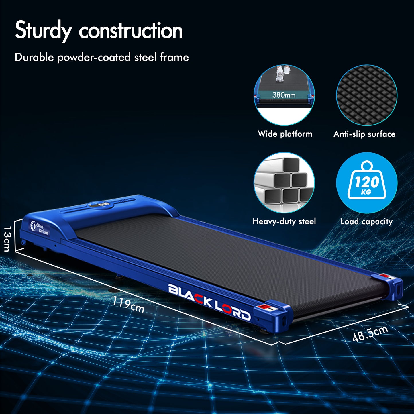 BLACK LORD Treadmill Electric Walking Pad Home Office Gym Fitness Remote Control